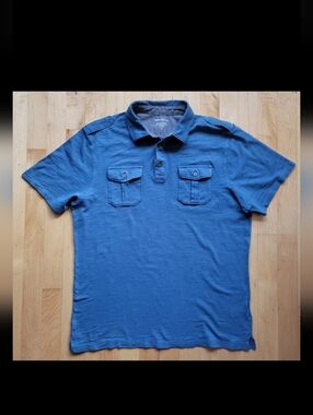 BANANA REPUBLIC Mens Medium Blue Short Sleeve Polo Cargo Shirt 100% Cotton